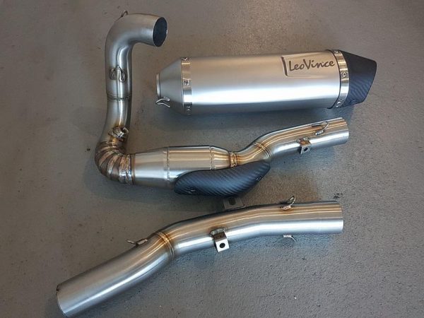 Auspuff Euro 4 LeoVince Komplett-Anlage silber, Husqvarna 701 Supermoto & Enduro